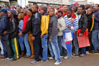 Photo of workers on strike in South Africa